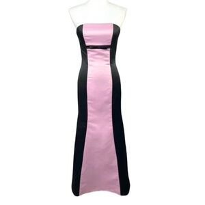 Jessica McClintock For Gunne Sax Vintage Pink Black Strapless Gown Juniors 5/6